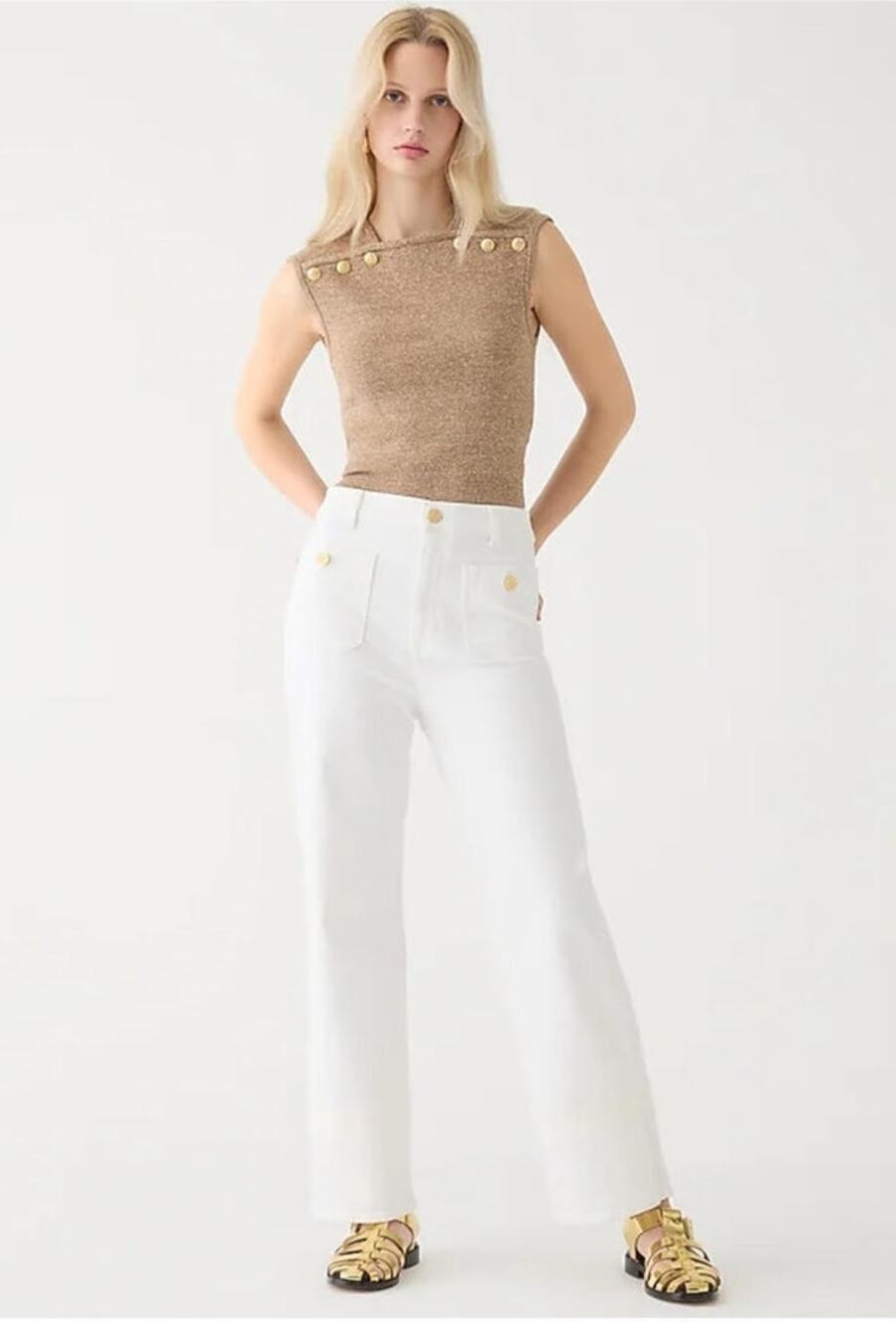 NWT J. Crew Sailor Slim Wide-Leg Jean In White 33